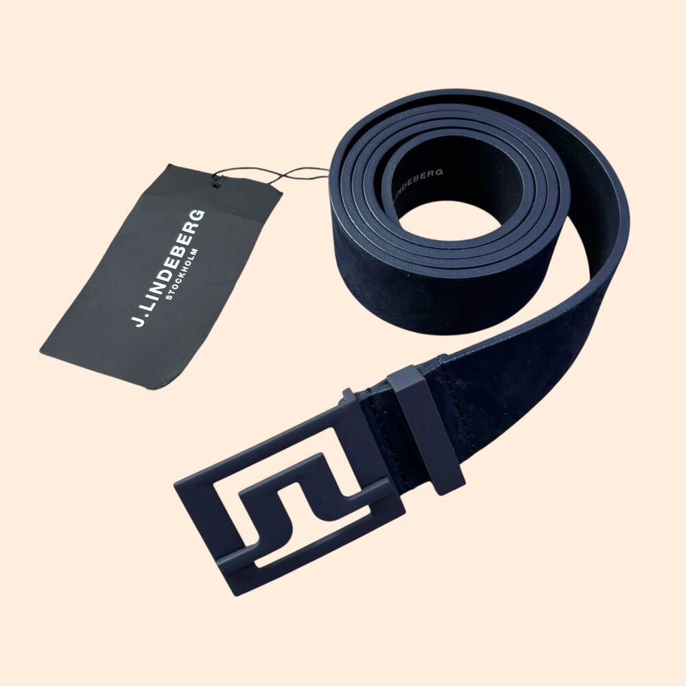 J Lindeberg Slater Leather Belt Navy